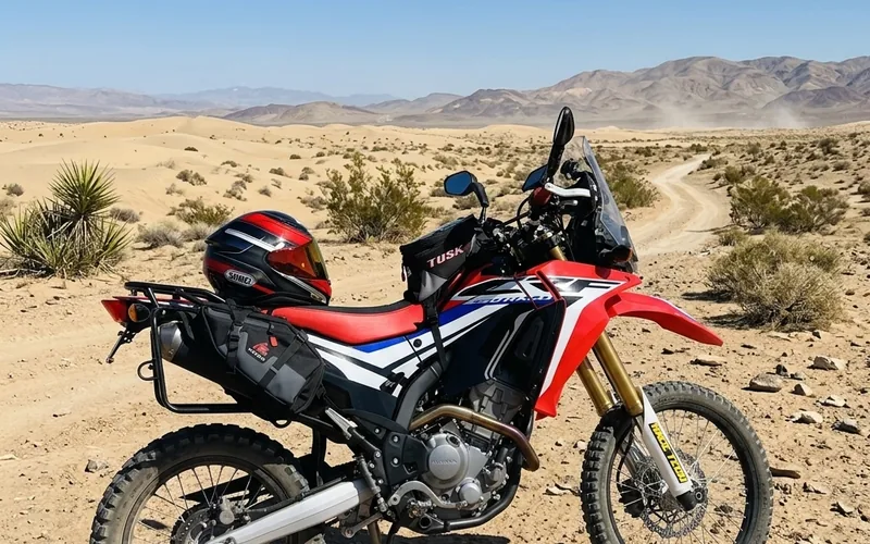 Honda CRF250 Rally loaded for an ADV trip